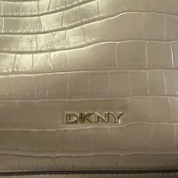 DKNY Ladies Tan Croc Embossed Shoulder Bag - Picture 3 of 5